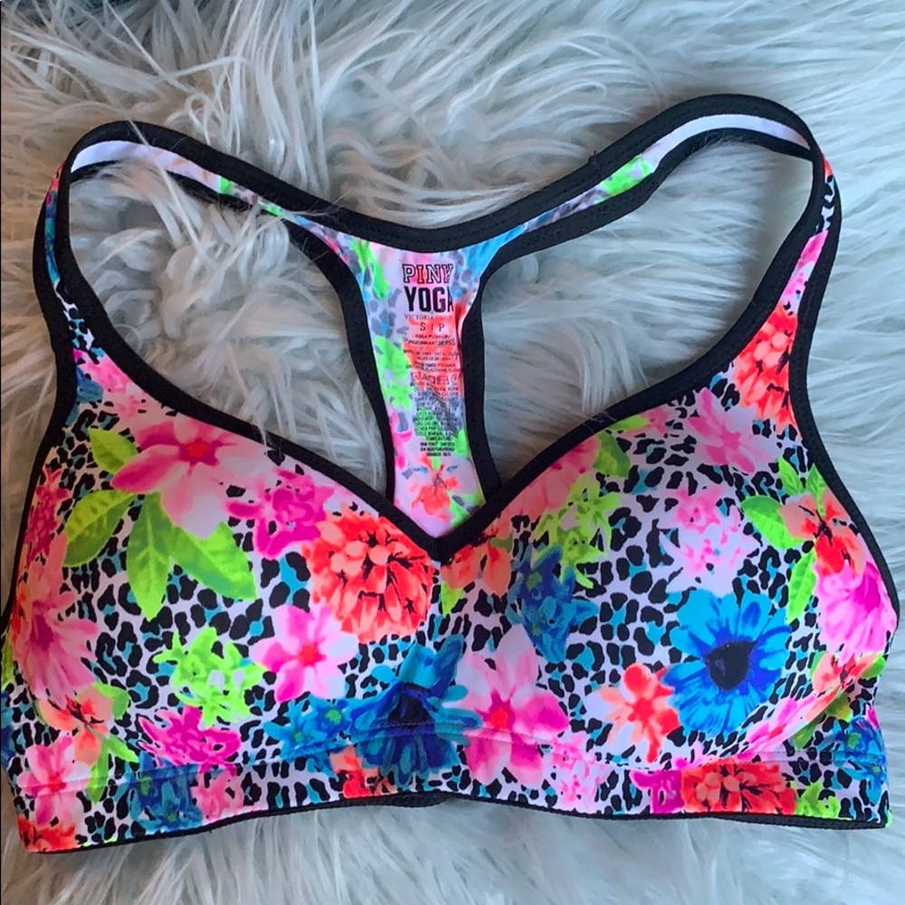 NWOT PINK Floral/Leopard Yoga Padded Sports Bra